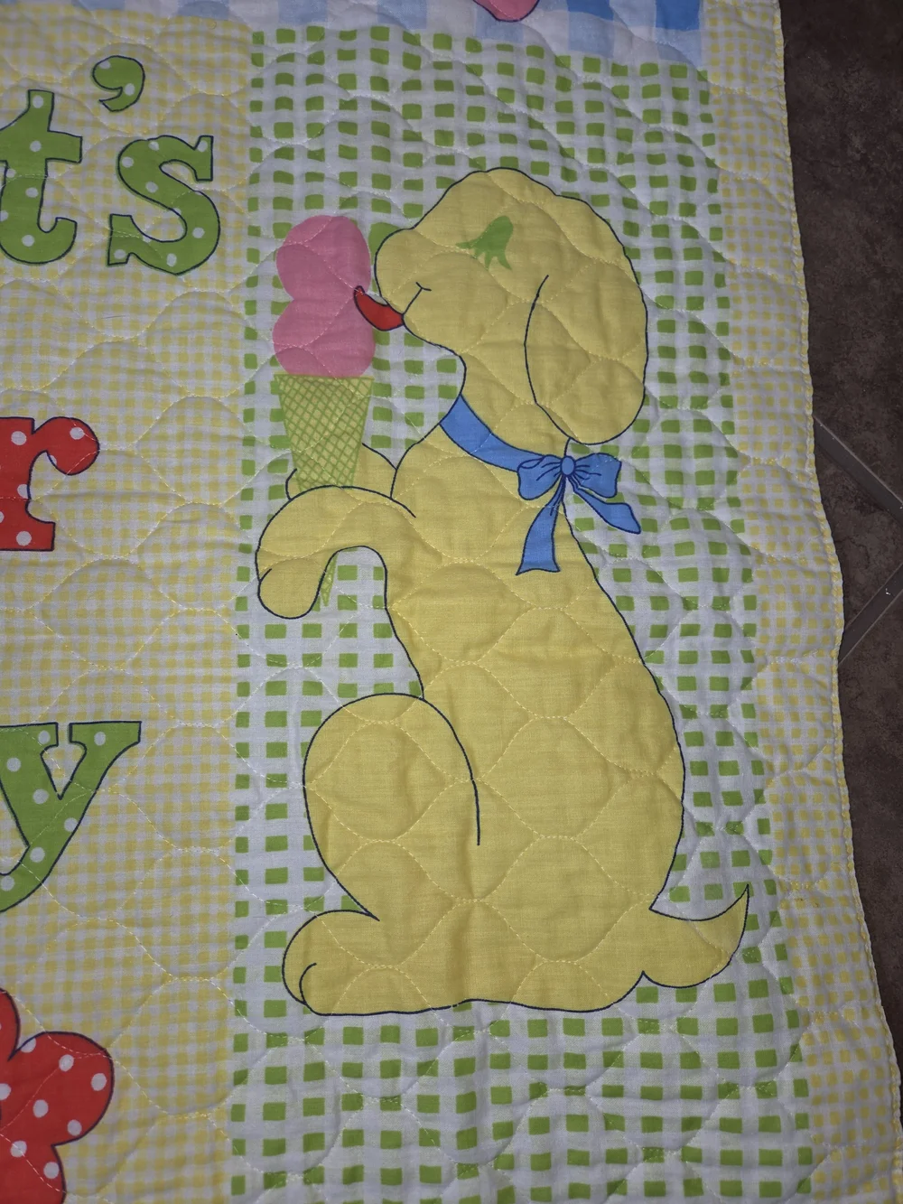 Y2k That’s Our Baby Yellow Patchwork Nursery Quilt - Kids Toy Blanket 44x33